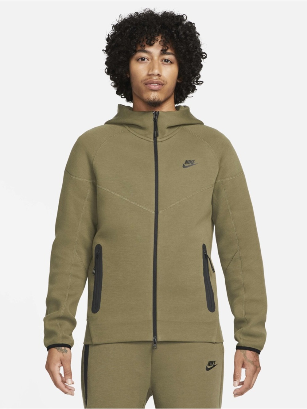 Nike Tech Men's Olive Full-Zip Hooded Jacket